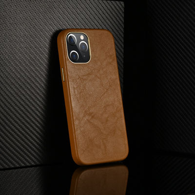 Sheep Grain Genuine Leather Phone Cover for iPhone 14 Pro Max 2022 Design Full Wrapped
