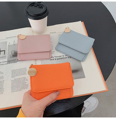 Korean Style Fashion Small Card Holder Wallet with and Trendy College Style Pendant