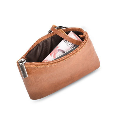 Genuine Leather Mini Multifunctional Coin Purse Retro Zipper Key Short Clutch Bag