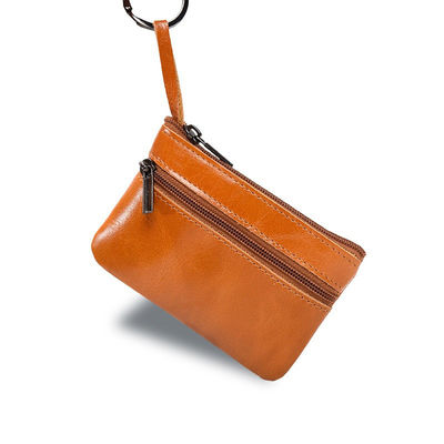Genuine Leather Mini Multifunctional Coin Purse Retro Zipper Key Short Clutch Bag
