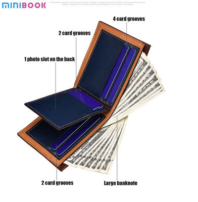 Custom Logo Leather Wallet for Men Designer Luxury Slim Clamshell Carteras Billeteras