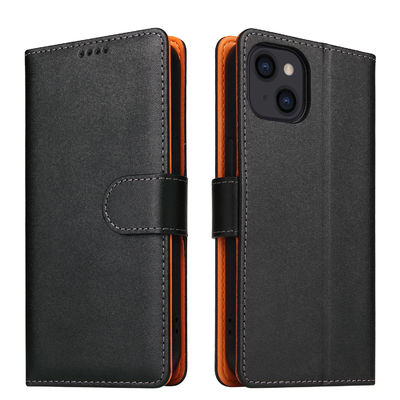 Minibook Cell Phone Case Shockproof Genuine Leather Wallet Flip Cover for iPhone 13 14
