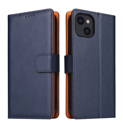 Minibook Cell Phone Case Shockproof Genuine Leather Wallet Flip Cover for iPhone 13 14