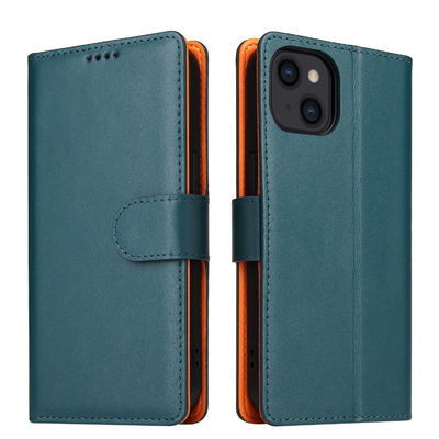 Minibook Cell Phone Case Shockproof Genuine Leather Wallet Flip Cover for iPhone 13 14