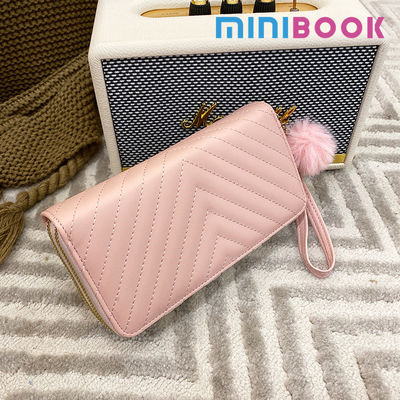 Double Zipper Nylon Lining Material Lady Wallet with RFID Blocking and Fashion Design