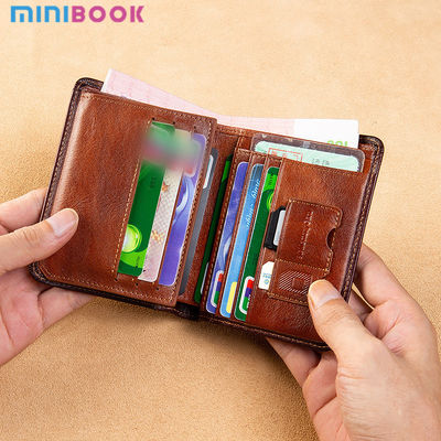 Unisex Genuine Leather Minimalist Trifold Bifold Slim Wallet with RFID Protection