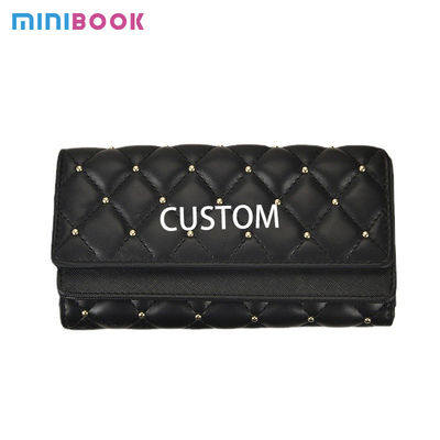 Women's Gorgeous Rivet Lattice Purses Fashion Long Clutch Wallets with Fold Design