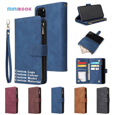 Minibook Luxury All Inclusive Waterproof Genuine Leather Zipper Wallet for iPhone 14