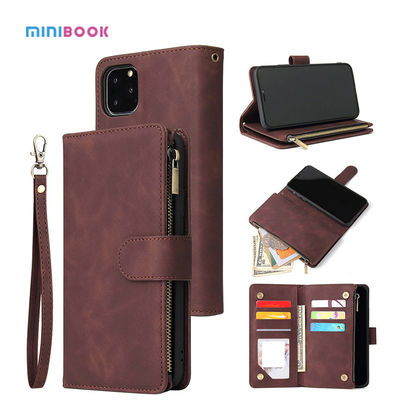 Minibook Luxury All Inclusive Waterproof Genuine Leather Zipper Wallet for iPhone 14