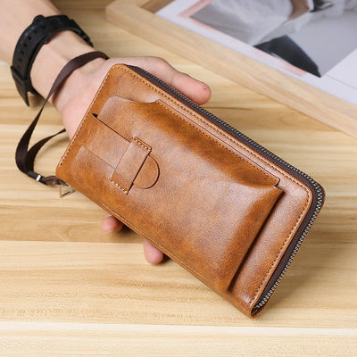 Men's Wallet With Removable Coin Purse Capacity Zipper Phone Leather Bag For Products