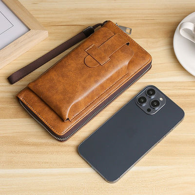 Men's Wallet With Removable Coin Purse Capacity Zipper Phone Leather Bag For Products