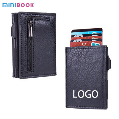 Customized RFID Blocking PU Leather Aluminum Metal Wallet with Logo and Color Options