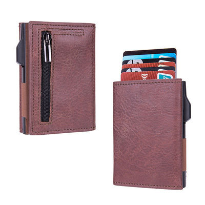 Customized RFID Blocking PU Leather Aluminum Metal Wallet with Logo and Color Options