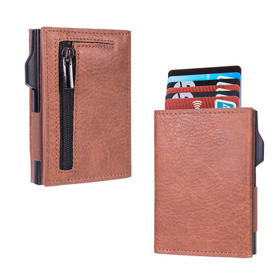 Customized RFID Blocking PU Leather Aluminum Metal Wallet with Logo and Color Options