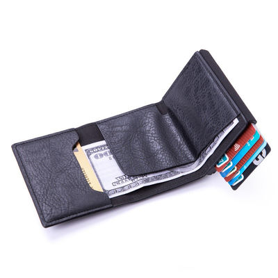 Customized RFID Blocking PU Leather Aluminum Metal Wallet with Logo and Color Options