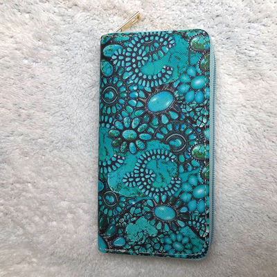 Customizable Cow Print Aztec Cactus Smart Wallet for Western Style Fashion Enthusiasts
