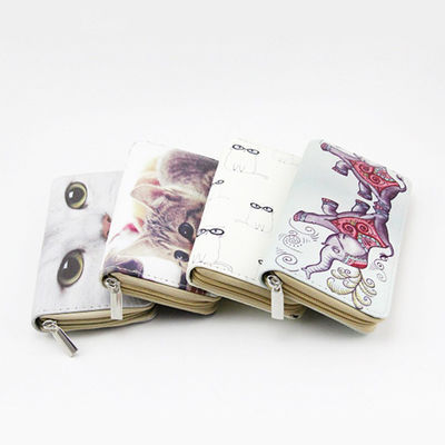 Customized Slim Floral Print PU Leather Credit Card Holder with Customized Color Design