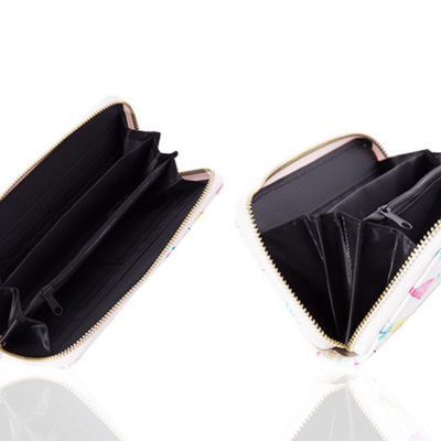 Customized Slim Floral Print PU Leather Credit Card Holder with Customized Color Design