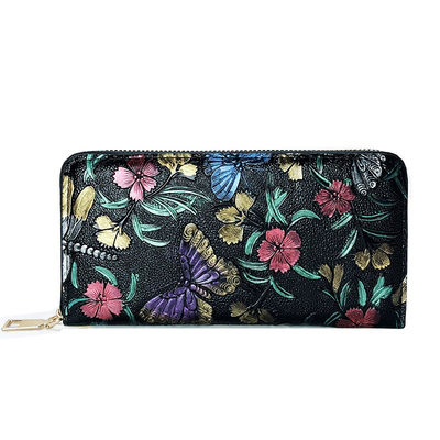 Designer Ladies Wallet in Long PU Leather with Custom Print and Fashionable Design
