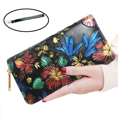 Designer Ladies Wallet in Long PU Leather with Custom Print and Fashionable Design