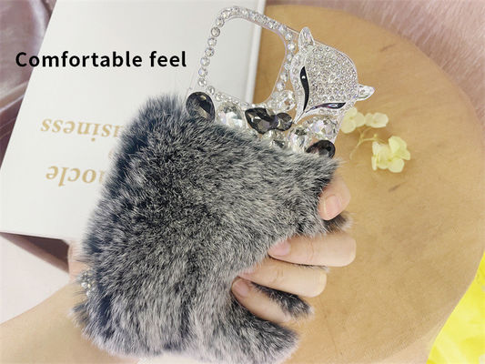 Soft Beaver Rabbit Fur Hair Phone Case for iPhone 14 Mini 14 Pro Max Luxury Bling Fur