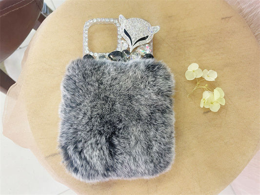Soft Beaver Rabbit Fur Hair Phone Case for iPhone 14 Mini 14 Pro Max Luxury Bling Fur