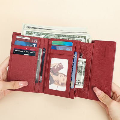 Customizable Ladies Anti-Theft Leather Wallet with Zipper Pocket and Card Holder