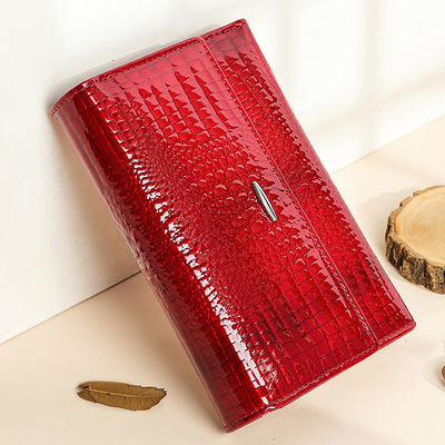 Customizable Ladies Anti-Theft Leather Wallet with Zipper Pocket and Card Holder