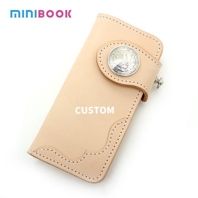 Classical Pure Brass Buckle Long Wallet with Handmade Vegetable-Tanned Leather OEM/ODM