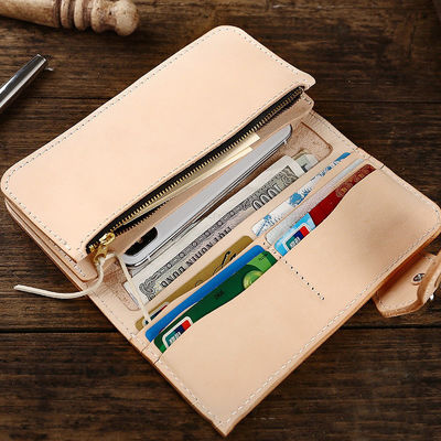 Classical Pure Brass Buckle Long Wallet with Handmade Vegetable-Tanned Leather OEM/ODM