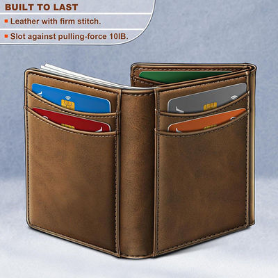 Men's Business Card Holder in Genuine Leather with Anti-Theft RFID and Multi-Card Slots