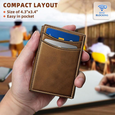 Men's Business Card Holder in Genuine Leather with Anti-Theft RFID and Multi-Card Slots