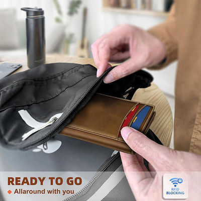 Men's Business Card Holder in Genuine Leather with Anti-Theft RFID and Multi-Card Slots
