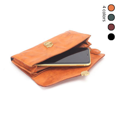 Simple and Versatile Long Wallet Length Long in GENUINE LEATHER with Zipper