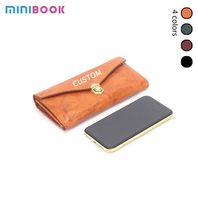 Simple and Versatile Long Wallet Length Long in GENUINE LEATHER with Zipper