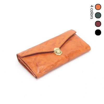 Simple and Versatile Long Wallet Length Long in GENUINE LEATHER with Zipper