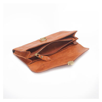 Simple and Versatile Long Wallet Length Long in GENUINE LEATHER with Zipper