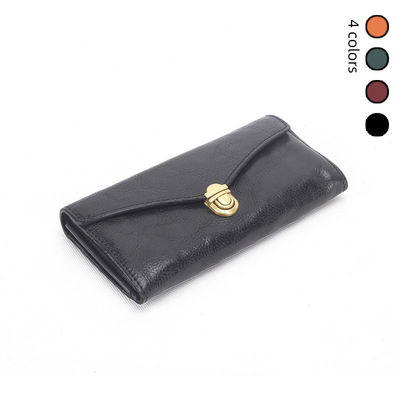 Simple and Versatile Long Wallet Length Long in GENUINE LEATHER with Zipper