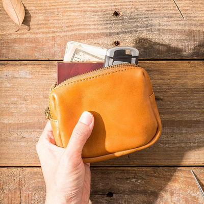 Long Wallet Length Men's Clutch Bag Handmade with Cowhide and Vegetable Tanned Leather