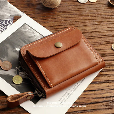 Advantage Low MOQ Mix Models Genuine Leather Wallet for Men's Retro Handmade Short Wallet