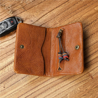 Simple Coin Purse for Men Vegetable Tanned Cowhide Leather and Genuine Leather Buckle