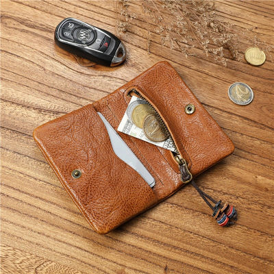 Simple Coin Purse for Men Vegetable Tanned Cowhide Leather and Genuine Leather Buckle
