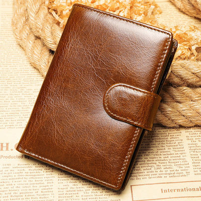 Men's Daily Life Genuine Leather Bifold Wallet with 13 Credit Card Holders and 3 ID Windows Package Weight 0.12kg