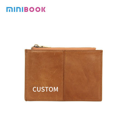 Sample Nylon Lining Material RFID Blocking Genuine Leather Card Holder Folding Wallet