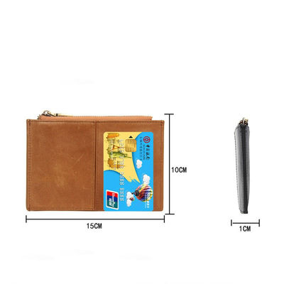 Sample Nylon Lining Material RFID Blocking Genuine Leather Card Holder Folding Wallet