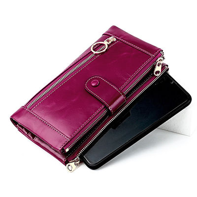 Daily Life Essential RFID Anti-Theft Brush Long Wallet with Mobile Phone Coin Clutch