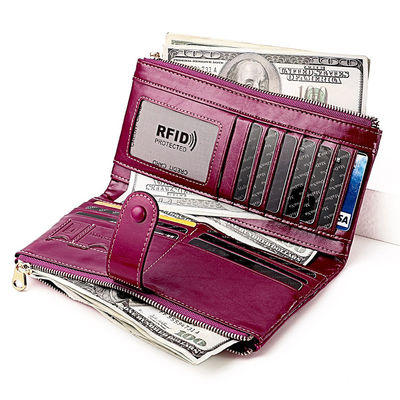 Daily Life Essential RFID Anti-Theft Brush Long Wallet with Mobile Phone Coin Clutch