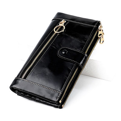 Daily Life Essential RFID Anti-Theft Brush Long Wallet with Mobile Phone Coin Clutch