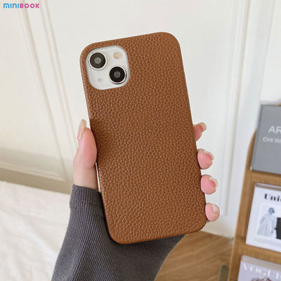 Pebble Leather Phone Back Cover Customized Luxury Litchi Leather Case for Phone 13 14