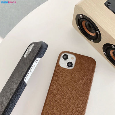 Pebble Leather Phone Back Cover Customized Luxury Litchi Leather Case for Phone 13 14
